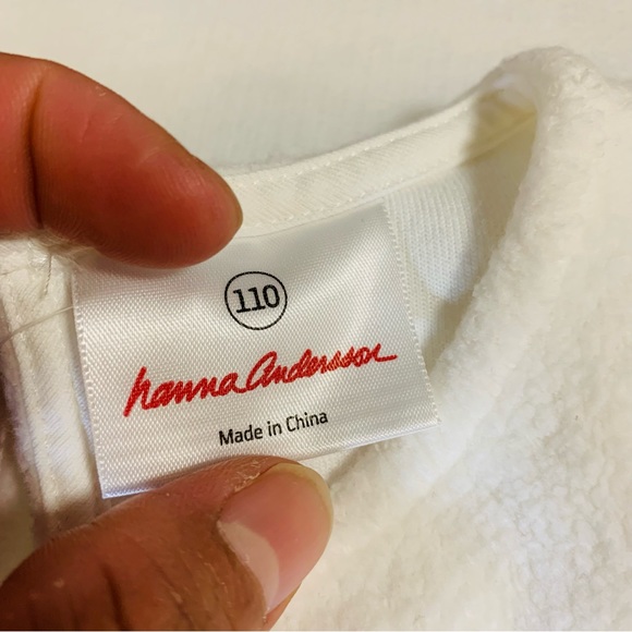 Hanna Andersson/  Christmas Dress Nordic Sherpa Fleece White Birds w Red - Picture 10 of 10